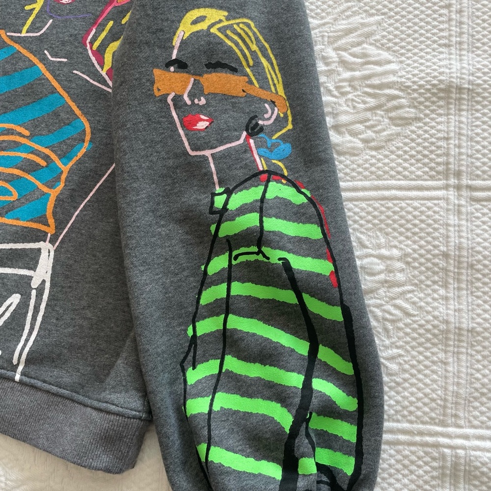 Zara Zero in On Graphic Girls Crewneck Sweatshirt Neon/Gray 80sVibe - Picture 9 of 14